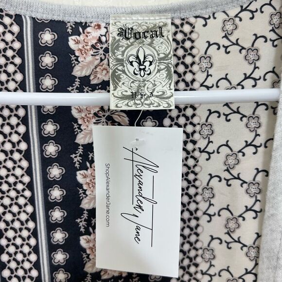 Vocal Cardigan Kimono Duster Short Sleeve Floral Back Tie Belt Lace Trim Large - Picture 4 of 12